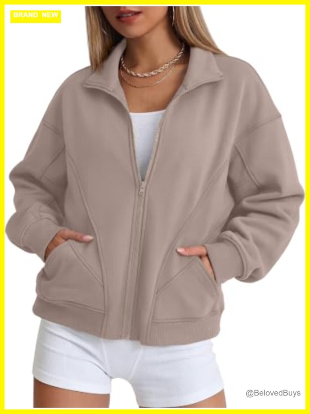 Oversized Fleece Zip Up Sweatshirt Jacket